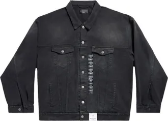 Balenciaga Black Size Sticker Denim Jacket