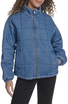 Levi's Box Quilted Water Resistant Cotton Jacket in Medium Wash Denim at Nordstrom, Size Small
