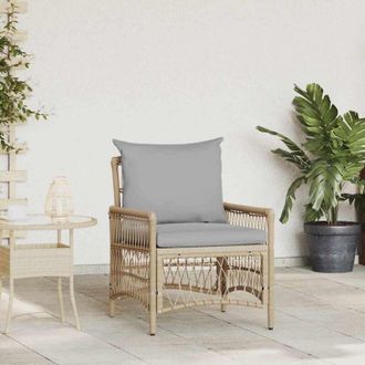 vidaXL Silla De Jard&iacute;n Beige 60 X 70 X 78cm Rat&aacute;n Sint&eacute;tico Vidaxl