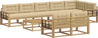vidaXL Conjunto De Sof&aacute;s De Exterior 9 Uds. Y Beige Poli&eacute;ster Vidaxl