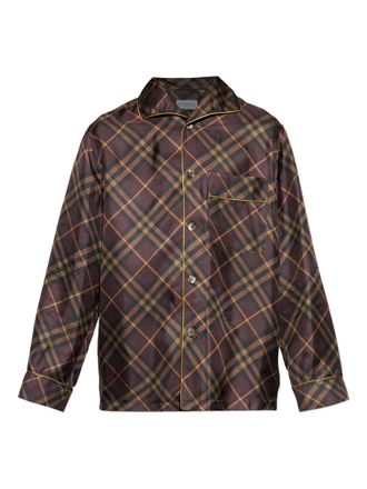 Burberry checked pocket shirt - men - Mulberry Silk/Silk - XXXL - Brown