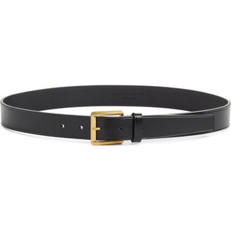 Saint Laurent New Line Buckle Leather Belt in Black at Nordstrom, Size 100