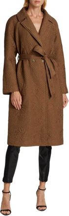 Elie Tahari Womens Quilted Floral Stitch Wrap Coat In Brown