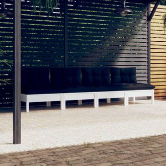 vidaXL Sof&aacute; De Jard&iacute;n 4 Plazas Con Cojines Madera Pino Gris Antracita Vidaxl
