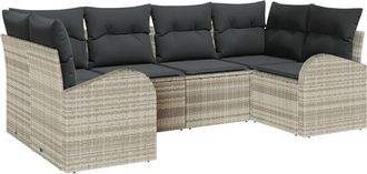 vidaXL Garden Sofa Set 6 pcs Light grey Poly rattan Vidaxl