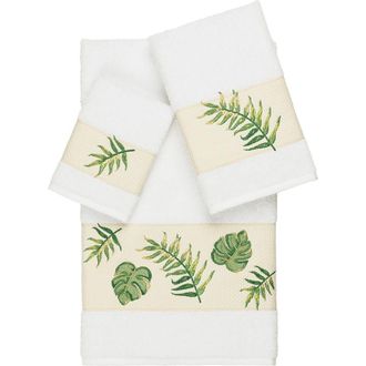 Linum Home Textiles Zoe 3-Piece Embellished Towel Set - White at Nordstrom Rack