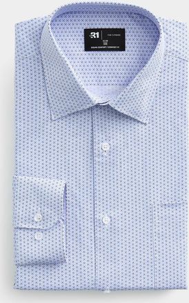 Le 31 Mens Blue geo mosaic shirt Comfort fit