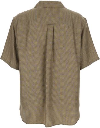Saint Laurent Mens Shirt Cuban Collar Beige Silk