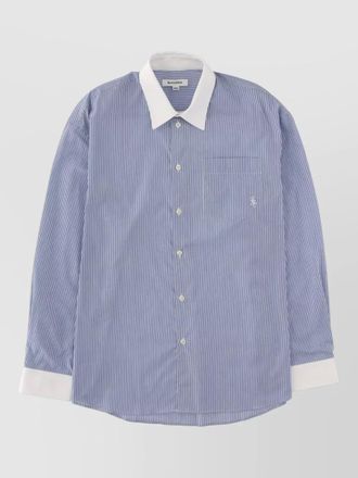 Sporty & Rich striped long sleeve shirt contrast collar pocket