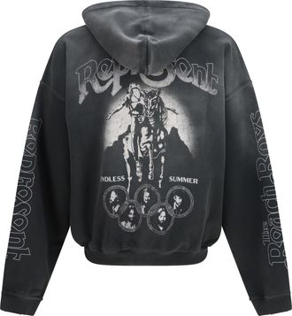 Represent Mens Beach Boys Endless Summer Zip Hoodie Stained Black Cotton Sweatshirts Sweater