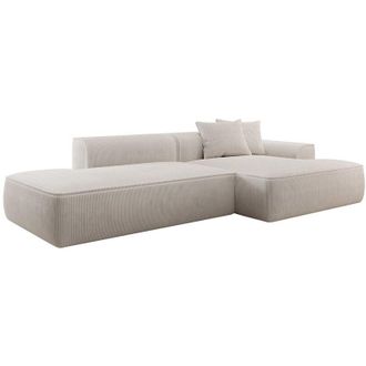 Vente-Unique Divano angolo a destra in Velluto a coste Beige - ERYNEL