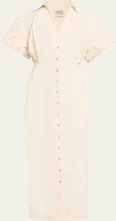 Christopher John Rogers Rolled Short-Sleeve Midi Shirtdress