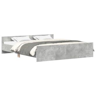 Berkfield Home Bed Frame with Headboard & Footboard Concrete Grey 160x200 cm