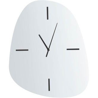 Beliani Wall Clock Silver and Black Glass 54 x 45 cm Minimalistic Design Mirrored Surface Irregular Shape ALMANSA