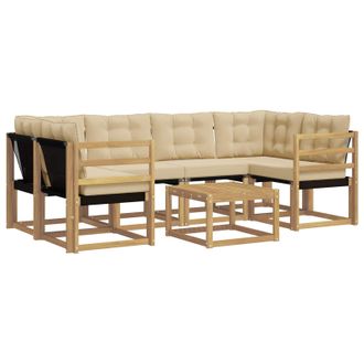 vidaXL Conjunto De Sof&aacute;s De Exterior Con Coj&iacute;n 7 Pcs Y Beige Vidaxl