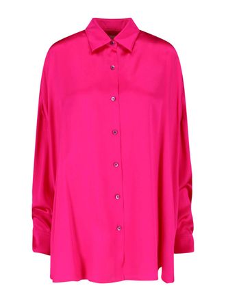 Dries Van Noten Pink Classic Collar Silk Shirt