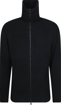 Tagliatore Ribbed Knit High-Collar Zip-Through Knit