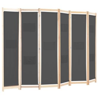 Berkfield Home Stylish 6-Panel Room Divider Grey 240x170x4 cm Fabric | Size: 240 x 170 x 4 cm