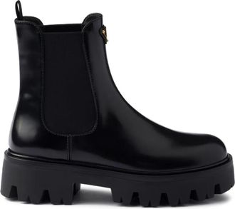 Prada Brushed Leather Booties Shoes