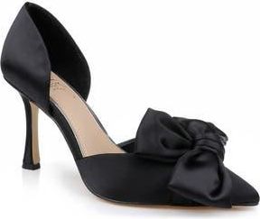 Badgley Mischka Sidney Pointed Toe dOrsay Pump in Black Satin at Nordstrom Rack, Size 6
