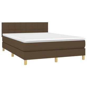 vidaXL Vidaxl - Cama Box Spring Con Colch&oacute;n Tela Marr&oacute;n Oscuro 140x190 Cm