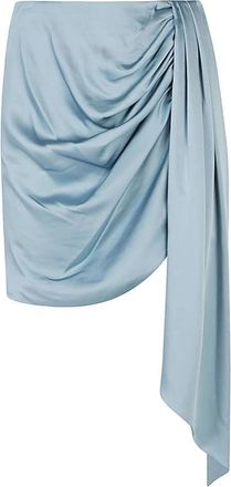 SIMKHAI Heldere Blauwe Mae Gedrapeerde Satijnen Minirok - Dames - Korte rokken - Blauw - L - Satijn - Rokken