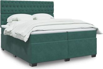 vidaXL Cama Box Spring Con Colch&oacute;n Terciopelo Verde Oscuro 200x200 Cm Vidaxl