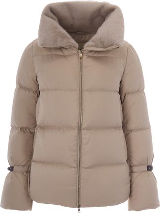 Herno Quilted Leather-Trimmed Zip-Through Jacket