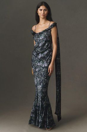 BHLDN Isla Scarf Printed Maxi Dress