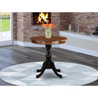 East West Furniture Eden 30 Round Dining Table for Small Space - Mahogany Top & Black Pedestal