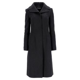 Dolce & Gabbana Dolce & Gabbana Midi Jas in Zwarte Schapenwol