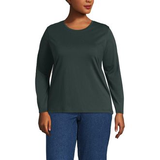 Lands End Relaxed Supima Cotton Long Sleeve Crew Neck T-Shirt in Evening Forest at Nordstrom, Size X-Large