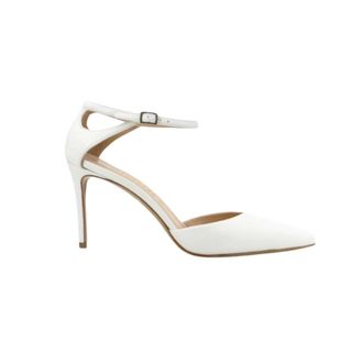 Gianmarco F. Schoenen, Dames, Wit, 38 1/2 EU, Leer, Witte leren hoge hakken pumps