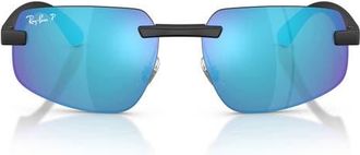 Ray-Ban 60mm Polarized Irregular Sunglasses in Sand Black /Polar Green Blue at Nordstrom