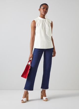 L.k. Bennett Womens Freud Woven Tops,White - Size 20 UK