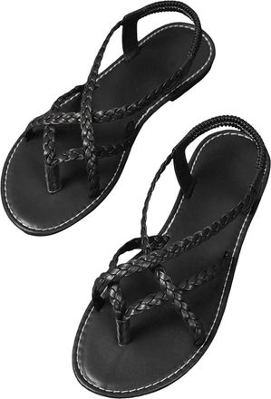 Generic Summer Sandals Women Flat Sandals Strappy Dressy Ankle Strap Casual Summer Sandal for Beach Soft Breathable Insole And Non Slip Rubber Outsole Slipper