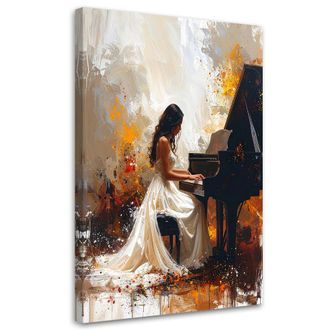 Feeby Cuadro Sobre Lienzo Mujer Tocando El Piano 70x100