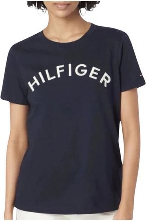 Tommy Hilfiger Monotype Geborduurd T-shirt - Dames - T-shirts - Blauw - S - Katoen - Tops