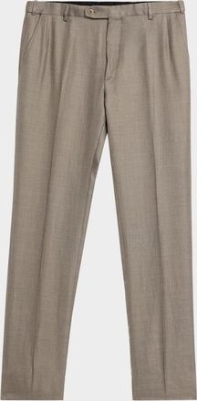 Brioni Men & apos;s Silk Twill Flat-Front Trousers