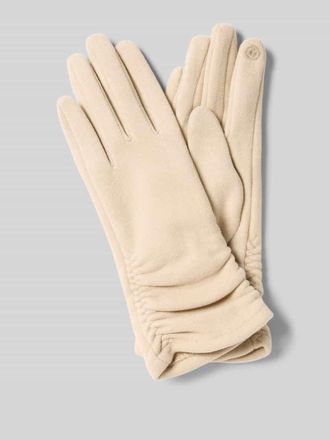Eem Fashion Handschuhe mit Raffungen in Beige, Gr&ouml;&szlig;e L