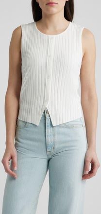 Bernardo Front Button Rib Vest in Bright White at Nordstrom, Size X-Small