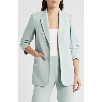 Anne Klein Scrunch Sleeve Open Front Jacket in Soft Aloe at Nordstrom, Size X-Large