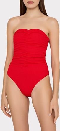 Milly Textured Ruched One-Piece Swimsuit at Nordstrom, Size X-Small