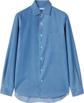 Loro Piana Andr&eacute; Shirt - Heren - Casual Overhemden - Blauw - XL - Katoen - Overhemden