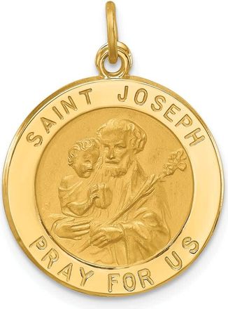 Diamond2Deal 14k Yellow Gold and Satin Solid Small Round St. Joseph Medal Pendant