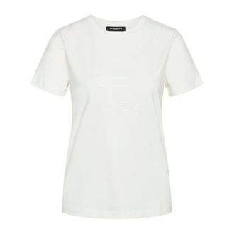 Bruuns Bazaar Tops, Dames, Wit, XS, Katoen, Witte Tee met Slim Motief