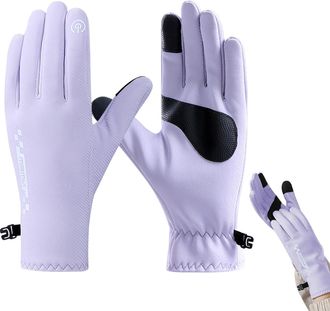 Generic Touch screen Fleece Lined warm winter gloves women Anti-slip Waterproof Windproof for cold weather Thermal ski riding driving (Purple)