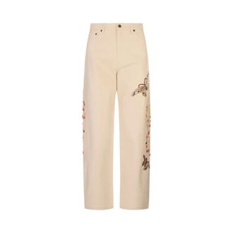 La DoubleJ Straight Jeans, female, White, Size: W29 The Barrel Jean Embroidered