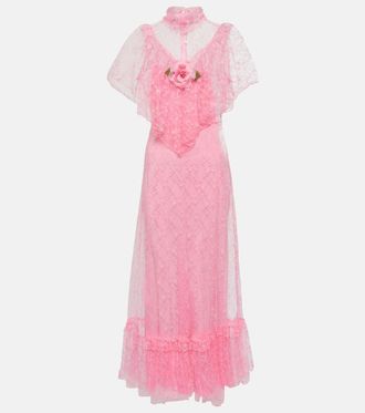 Rodarte Floral-applique lace maxi dress