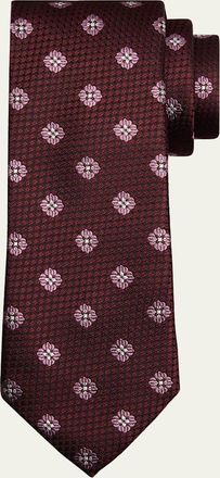 Ermenegildo Zegna Mens Textured Floral Silk Jacquard Tie